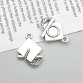 Silver graduation mortarboard cap charms made of alloy for DIY jewelry making - Antique Silver Graduation Doctor Hat (10895)