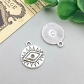 Retro Silberlegierung Evil Eye Rundanhänger für DIY Schmuck Halsketten und Armbänder - Vintage Runder Augenstil (11431)