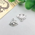 Anhänger Auge aus Legierung in Altsilber mit Wimperndetails für DIY-Schmuckherstellung - Kleiner Augenform Stil (14123)