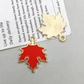 Red enamel maple leaf pendant with golden finish for DIY jewelry making and crafts - Enamel Maple Leaf (15498) / 1 Piece (18x23mm) / Red