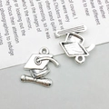 Antique silver graduation cap and scroll metal pendants for DIY jewelry design - Antique Silver Graduation Doctor Hat Style (10543)
