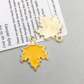 DIY colorful maple leaf pumpkin pendant in bright yellow with gold-plated alloy finish - Enamel Maple Leaf (15499) / 1 Piece (18x23mm) / Yellow