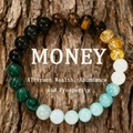 Natural stone anxiety bracelet with tiger eye and malachite on a rustic bark background - Multicolor Crystal Style (ZJ12874)