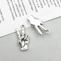 Antique silver alloy V-sign hand gesture charm pendants for DIY jewelry making - Ancient Silver Scissors Gesture / 12*23mm