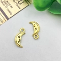 Pair of vintage gold moon face alloy charms for DIY jewelry making accessories - Antique Gold Moon