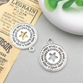Antique silver round hollow star charms with Make a Wish and Success engravings - Make A Wish Style (10909)