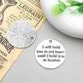 Antique silver inspirational round pendant charm with engraved text for DIY jewelry making - I Will Hold (8993)