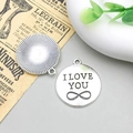 Ciondolo argento antico con incisione I Love You e simbolo infinito per creazione gioielli - I Love You (8998)
