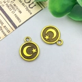 Antique gold alloy sun moon star charms for DIY jewelry making with celestial relief - Antique Gold Moon And Star
