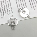 Antique silver basketball hoop and backboard pendant for DIY jewelry making - Basketball Hoop Style (10675)