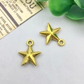 Pair of glossy golden star-shaped alloy charms for DIY jewelry making and crafts - Antique Gold Star
