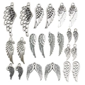 Antique silver wing charms in various hollow designs for DIY jewelry making - Mixed Wing Style Set (SN336)