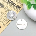 Ciondolo tondo in argento antico con incisione 'beautiful' per gioielli fai-da-te - Stile Beautiful (11572)