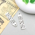 Antique silver inspirational quote bar pendant with engraved English lettering - I Feel Quote Tag (7754)