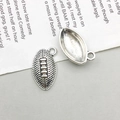 Antiek zilveren American football bedel voor DIY sieraden met realistische texturen - Mini Rugby Stijl (9200)