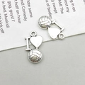 Zilveren volleybal hart hangers voor DIY sieraden maken en kettingen - I Love Volleyball Letter Stijl (10673)