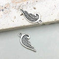 Pair of antique silver alloy hollow wing pendants with detailed feather texture for DIY jewelry - Small Feather Style (11205)