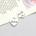 Silver heart pendant engraved with Love for DIY jewelry making and necklace crafts - Love Heart Style 10x12mm (8005)