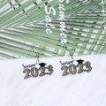 2023 Senior graduation dangle earrings with leopard print and graduation cap design - 2023 Graduation Leopard Senior Style (ZJ9769)