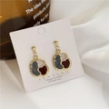 Retro S925 silver post earrings with colorful enamel geometric irregular circle charms - Retro Enamel Geometric Contrast Color Style (ZJ3144)