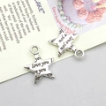 Antiker Sternanhänger in Silber mit I Love You Gravur für DIY-Schmuckherstellung - Stern I Love You Stil 13x16mm (10905)