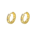 Klassische goldene Creolen für Damen mit funkelnden Zirkonia-Kristallen - Goldener Geschnitzter Eingesetzter Diamant-Stil (ZJ8385)