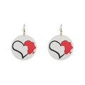 Bohemian dangle earrings with African map and heart pattern on circular wood discs - Africa Map Heart Print Style (ZJ8467)