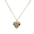 Goldene Herzkette mit schwarzer Emaille-Optik und funkelnden weißen Zirkonia-Steinen - Schwarz Flüssiges Herz (ZJ6414)