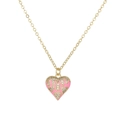 Goldene Herz-Halskette mit rosa Emaille-Effekt und weißen Zirkonia-Steinen für Frauen - Rosa Flüssiges Herz (ZJ6416)