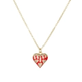 Goldene Halskette mit Herzanhänger, roter Emaille und Mikro-Zirkonia-Besatz für Damen - Rot Flüssiges Herz (ZJ6417)