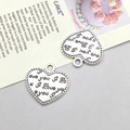 Antik-silberner Herzanhänger mit I Love You Gravur für DIY-Schmuckherstellung - Herz Englische Buchstaben I Love You Stil 19x18mm (11561)
