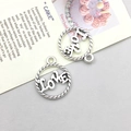 Antike silberne LOVE Herzanhänger mit gedrehtem Rand für DIY Schmuckherstellung - Buchstaben Love Stil 16x19mm (11568)