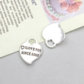 Antik-silberner Herzanhänger mit Gravur I Love You Since 2003 für DIY Schmuckbau - Herz Buchstaben Stil 13x15mm (11653)