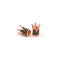Macro detail of rose gold crown beads with green crystals for DIY jewelry making - Rose Gold With Green Zirconia