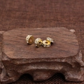 Flat round gold spacer beads with inlaid rhinestones for handmade DIY jewelry - Gold White Zirconia