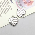 Herzförmiger Anhänger aus Altsilber-Legierung mit Gravur I Love You für DIY-Schmuck - I Love To You Love Herz 12x13mm (15488)