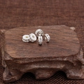 Set of 5 silver plated round rhinestone spacers for DIY jewelry making and crafts - Silver White Rhinestone