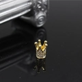 Gold plated alloy crown charm with white rhinestones for DIY jewelry making - Gold White Zirconia
