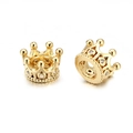 Golden crown beads with inlaid zircons for DIY jewelry making on white background - Gold Crown Style (ZJ2391G)
