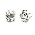 Micro-set cubic zirconia hollow crown bead charms for DIY jewelry bracelet making - Silver Crown Style (ZJ2391S)