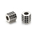 Silver hexagonal charms with black pavé crystals for DIY jewelry bracelet making - Silver Hexagonal Column Black Zirconia (ZJ2389S)