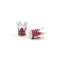 Silver crown charm beads with rose red rhinestones for DIY bracelet jewelry making - Silver Purple Red Zirconia