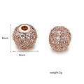 Roségouden 8mm bolvormige kraal met fonkelende zirkonia in pavé-zetting - Roségoud Witte Zirkonia