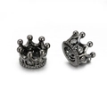 Detail of gunmetal hollow crown charm with micro-pave cubic zirconia for DIY bracelets - Gun Black White Zirconia