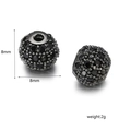 Detailopname van zwarte zirkoon kralen van 8 mm voor het maken van eigen sieraden - Gunmetal Zwarte Zirkonia