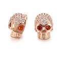 Rose gold skull beads with white zircon pave forehead and red gemstone eyes for DIY jewelry - Rose Gold Skull Red Eyes Style (ZJ2397RG)