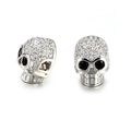 Charm tête de mort en argent serti de zircons blancs et pierres noires pour bijoux - Style Argent Yeux Noirs