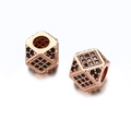 Rose gold geometric polygon beads with black micro-pave zircon for DIY jewelry making - Rose Gold Black Zirconia