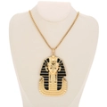 Gold plated ancient Egyptian Pharaoh pendant necklace with black enamel for men and women - Tutankhamun Pharaoh Enamel Style (ND10260)