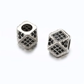 DIY cube bead in silver with micro-pave black zircon for bracelets and necklaces - Silver Black Zirconia